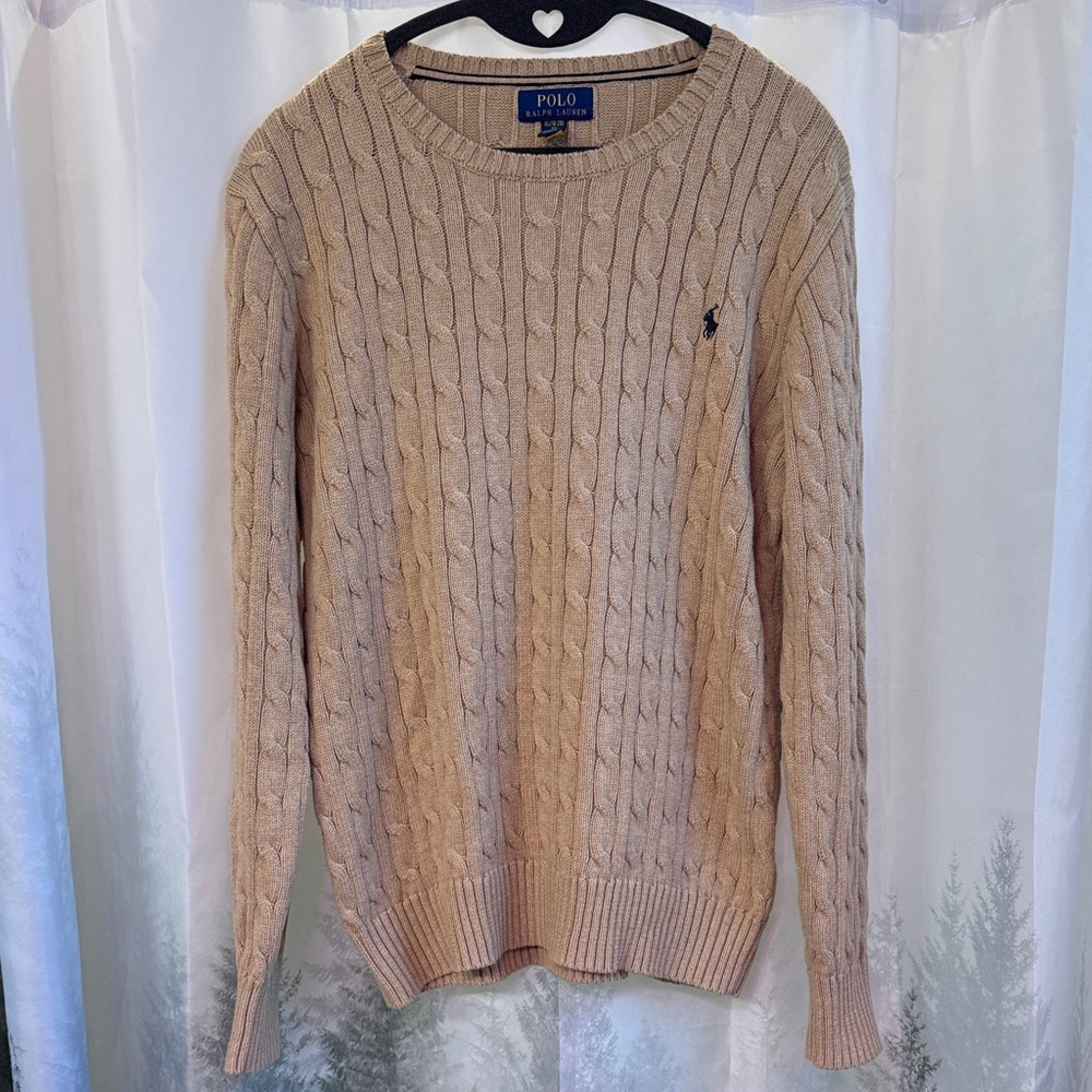 Polo by Ralph Lauren  Boys Tan Cable Knit Sweater size XL